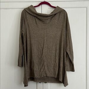 Cozy Taupe Oatmeal Women's Cowl Neck Sweater Tunic